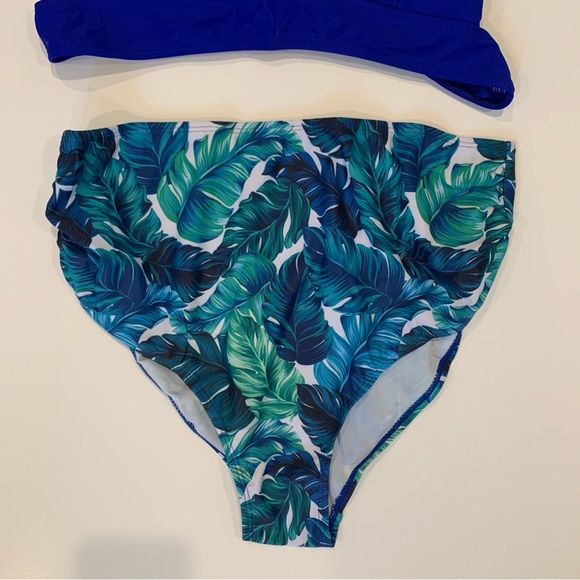 Maternity Two Piece Criss Cross Blue Swimsuit Bikini V Neck Size Small - Picture 9 of 15